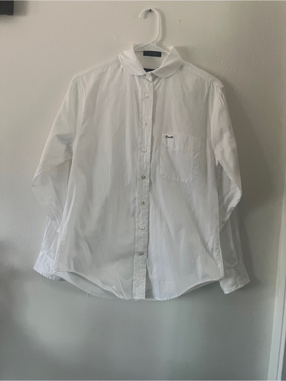 Faconnable White Long-Sleeve Button-Up Top